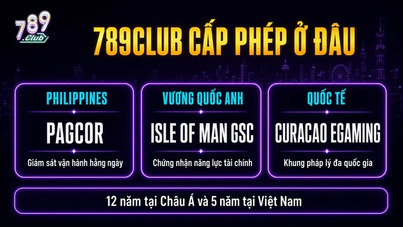 789Club cấp phép ở đâu, PAGCOR và Isle of Man GSC và Curacao eGaming
